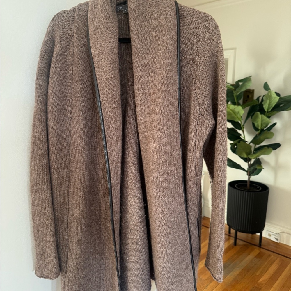 Vince Open Front Cardigan w/ leather (S)